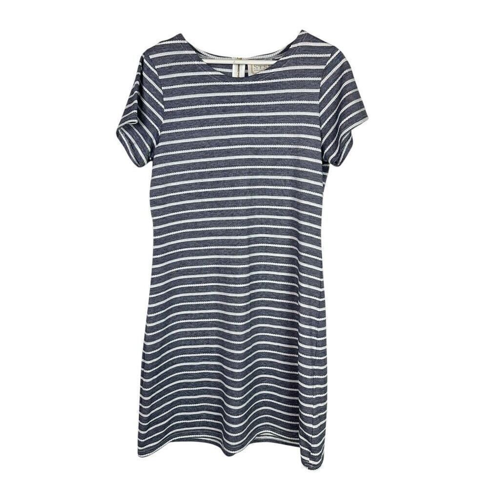 STS Sail to Sable Short Sleeve Navy White Dress Striped Size Large